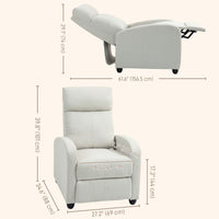 Fabric Recliner Chair Manual Home Theater Seating Single Reclining Sofa Chair with Padded Seat for Living Room, Cream White