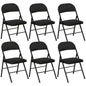 Set of 6 Metal Foldable Chairs, Linen Padded Folding Chairs with Cushion Seat and Open Back for Indoor, Black