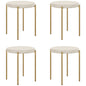 Backless Round Dining Chairs, Modern Stacking Stools Set of 4, Kitchen Chairs with Metal Legs, Cream White