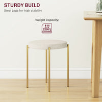 Backless Round Dining Chairs, Modern Stacking Stools Set of 4, Kitchen Chairs with Metal Legs, Cream White