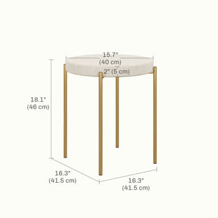 Backless Round Dining Chairs, Modern Stacking Stools Set of 4, Kitchen Chairs with Metal Legs, Cream White