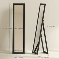 15" x 62" Full Length Mirror for Bedroom, Free Standing Dressing Mirror, Wall Mirror for Living Room, Black