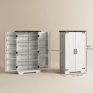 Farmhouse Kitchen Pantry Storage Cabinet, Kitchen Pantry Cabinet with Doors and Adjustable Shelves, White