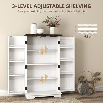 Farmhouse Kitchen Pantry Storage Cabinet, Kitchen Pantry Cabinet with Doors and Adjustable Shelves, White