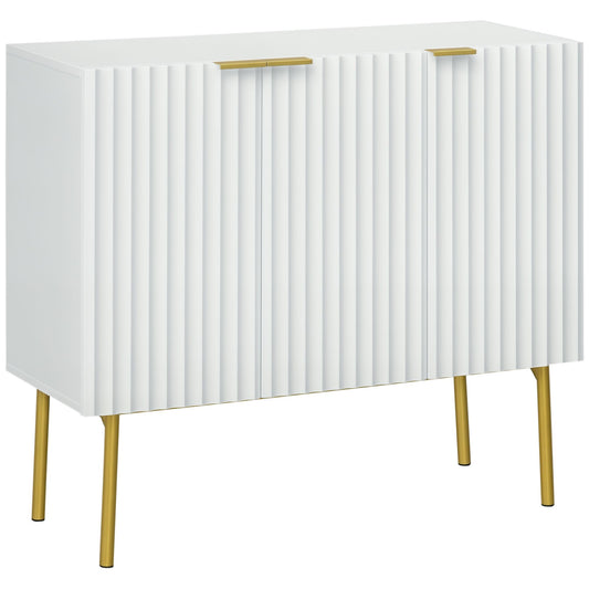 Modern Storage Cabinet Sideboard Buffet Cabinet with Gold Legs for Living Room Dining Room Hallway White