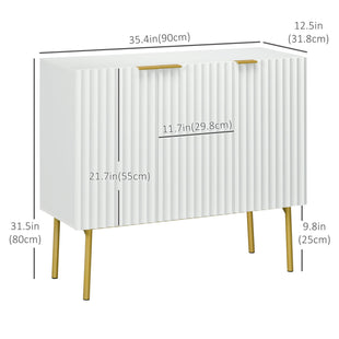 Modern Storage Cabinet Sideboard Buffet Cabinet with Gold Legs for Living Room Dining Room Hallway White