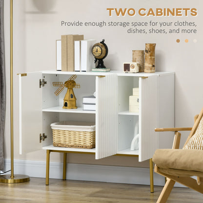Modern Storage Cabinet Sideboard Buffet Cabinet with Gold Legs for Living Room Dining Room Hallway White
