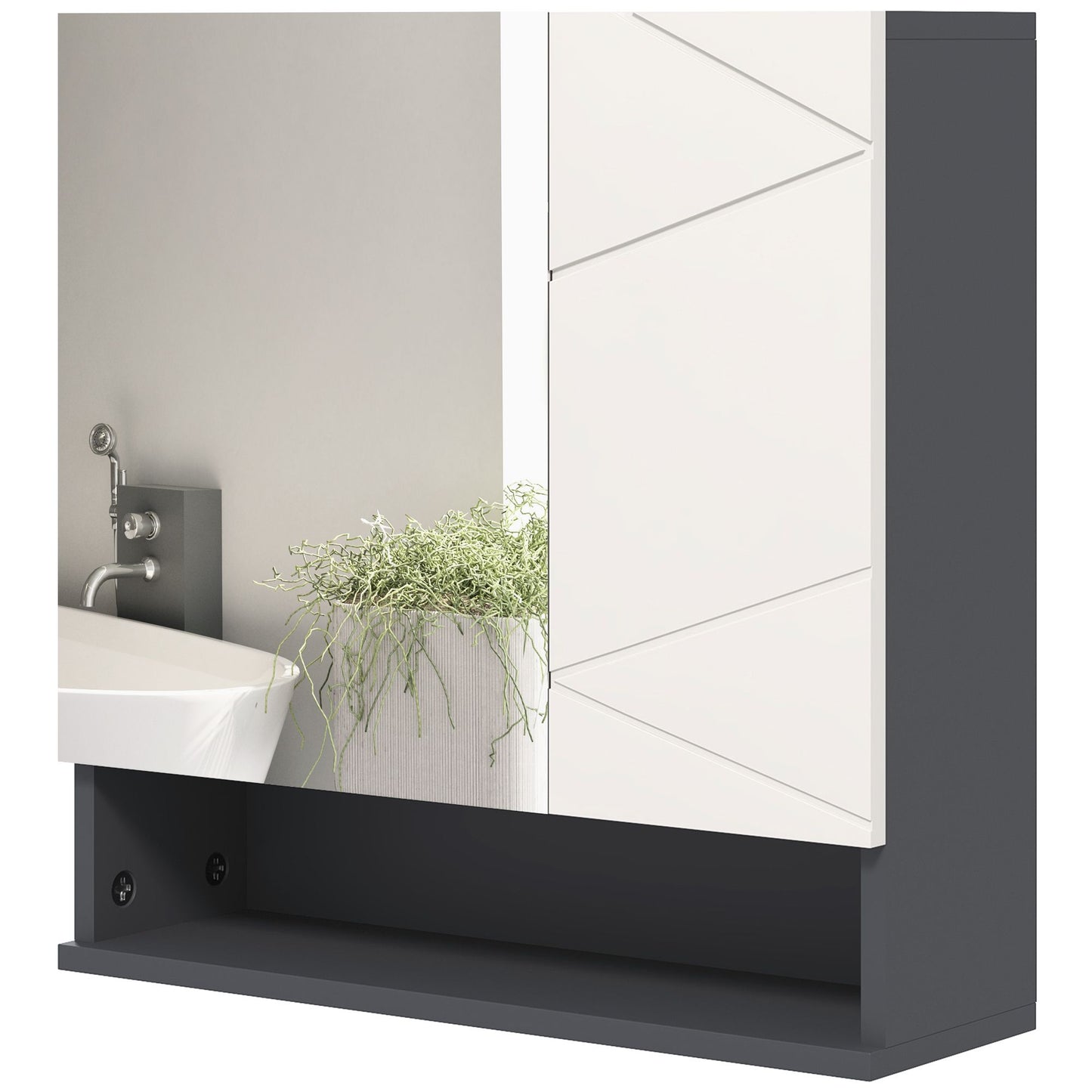 Medicine Cabinet, Wall Mounted Bathroom Mirror Cabinet with Mirrored Door, Adjustable Shelf and Soft Close Mechanism, Light Grey