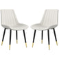 Dining Chairs Set of 2, Modern Kitchen Chair with PU Leather Upholstery and Steel Legs for Living Room, Bedroom, Cream