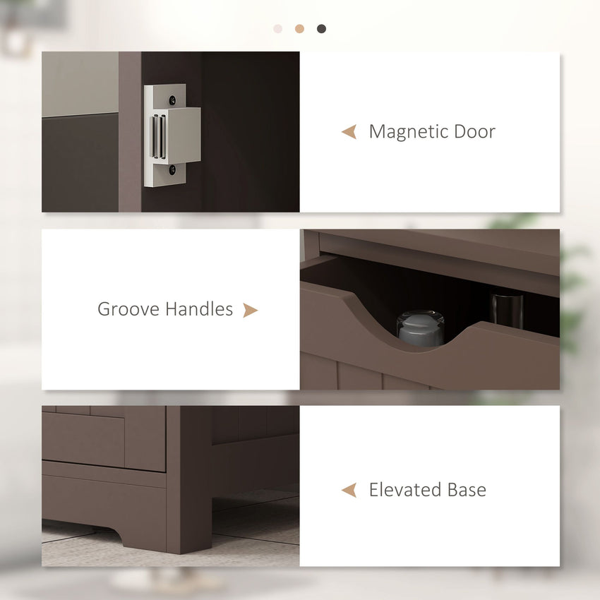 Bathroom Storage Cabinet, Floor Cabinet with Adjustable Shelf and 4 Drawers, Side Cabinet for Washroom, Brown