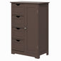 Bathroom Storage Cabinet, Floor Cabinet with Adjustable Shelf and 4 Drawers, Side Cabinet for Washroom, Brown
