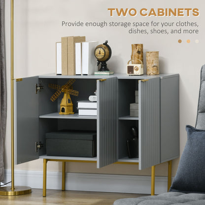 Modern Storage Cabinet Sideboard Buffet Cabinet with Gold Legs for Living Room Dining Room Hallway Grey