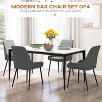 Upholstered Kitchen Chairs, Modern Dining Chairs Set of 4 with Diamond Tufting and Steel Legs for Dining Room, Grey