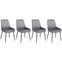 Upholstered Kitchen Chairs, Modern Dining Chairs Set of 4 with Diamond Tufting and Steel Legs for Dining Room, Grey