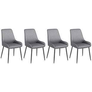 Upholstered Kitchen Chairs, Modern Dining Chairs Set of 4 with Diamond Tufting and Steel Legs for Dining Room, Grey