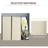 6' 3 Panel Room Divider, Double Hinged Folding Wall Divider, Indoor Privacy Screen for Home Office, Beige