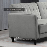 Convertible Bed with Couch, Button Tufted Fabric Sofa Bed with Adjustable Back for Living Room, Grey
