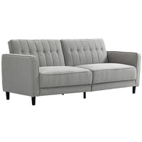 Convertible Bed with Couch, Button Tufted Fabric Sofa Bed with Adjustable Back for Living Room, Grey