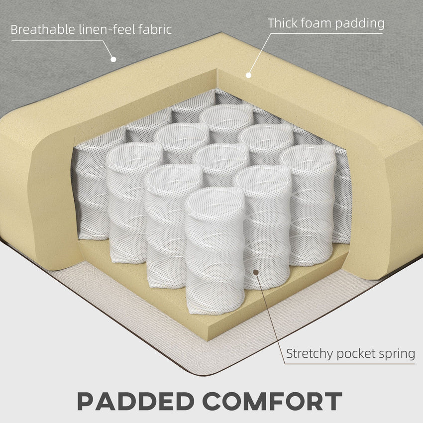 Convertible Bed with Couch, Button Tufted Fabric Sofa Bed with Adjustable Back for Living Room, Grey