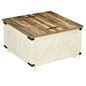 Farmhouse Coffee Table, Square Center Table with Flip-top Lids, Hidden Storage Compartment and Wooden Legs, Antique White