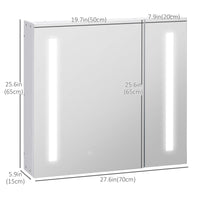 LED Medicine Cabinet with Mirror and Lights, 27.5" x 25.5" Lighted Bathroom Wall Cabinet, Bathroom Mirror Cabinet with Adjustable Shelf, USB Charge, White
