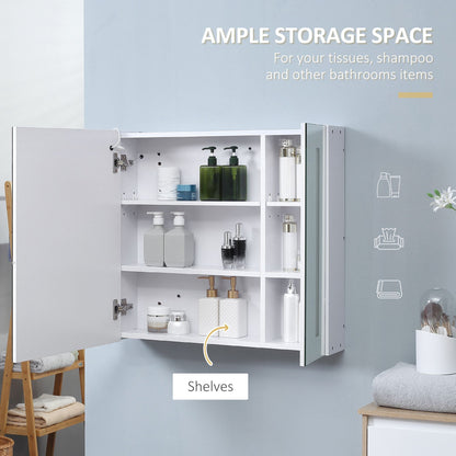 LED Medicine Cabinet with Mirror and Lights, 27.5" x 25.5" Lighted Bathroom Wall Cabinet, Bathroom Mirror Cabinet with Adjustable Shelf, USB Charge, White