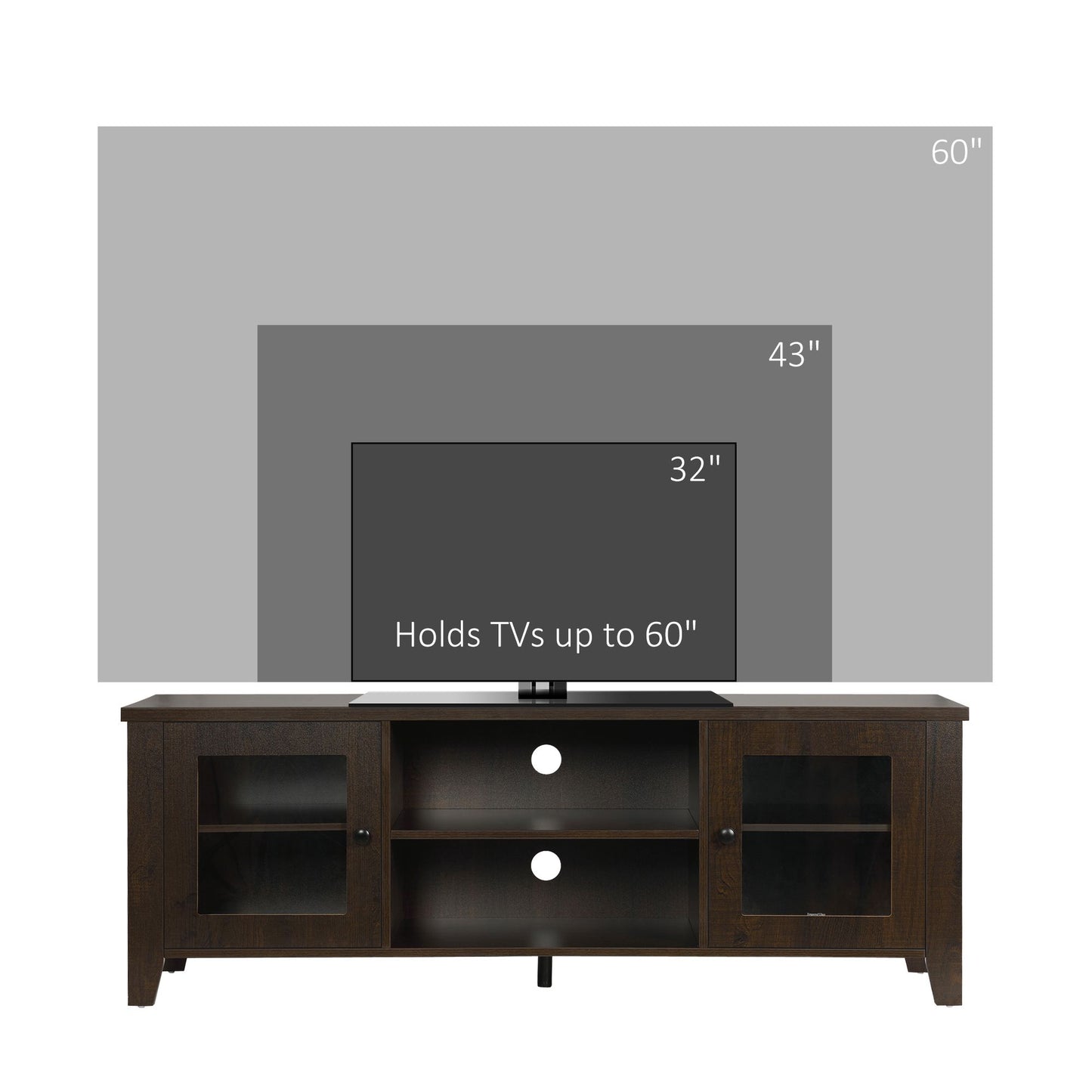 Fireplace TV Stand for TVs up to 60 inches, Wood TV Cabinet w/ Storage Doors or Living Room, Office, Coffee