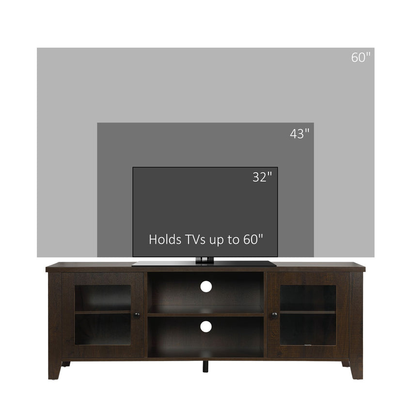 Fireplace TV Stand for TVs up to 60 inches, Wood TV Cabinet w/ Storage Doors or Living Room, Office, Coffee