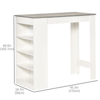 Bar Table, High Top Pub Table with 4 Storage Shelves, Modern Bar Height Table for Home Bar, Kitchen, Grey