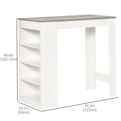 Bar Table, High Top Pub Table with 4 Storage Shelves, Modern Bar Height Table for Home Bar, Kitchen, Grey