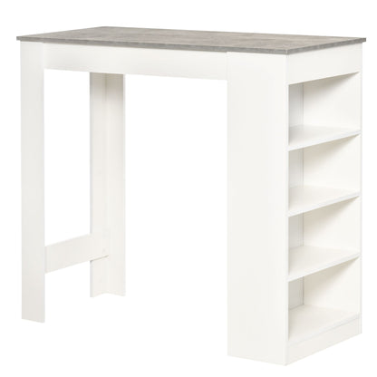 Bar Table, High Top Pub Table with 4 Storage Shelves, Modern Bar Height Table for Home Bar, Kitchen, Grey