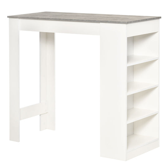 Bar Table, High Top Pub Table with 4 Storage Shelves, Modern Bar Height Table for Home Bar, Kitchen, Grey