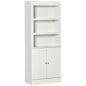 72" Kitchen Buffet with Hutch, Freestanding Cupboard, Pantry with 6-Tier Shelving, 2 Doors Cabinet with Adjustable Shelves, White, Wood Grain
