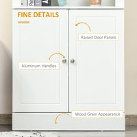 72" Kitchen Buffet with Hutch, Freestanding Cupboard, Pantry with 6-Tier Shelving, 2 Doors Cabinet with Adjustable Shelves, White, Wood Grain