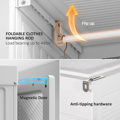 Portable Wardrobe Closet, Folding Bedroom Wardrobe, Clothes Storage Organizer with 8 Cube Compartments, White