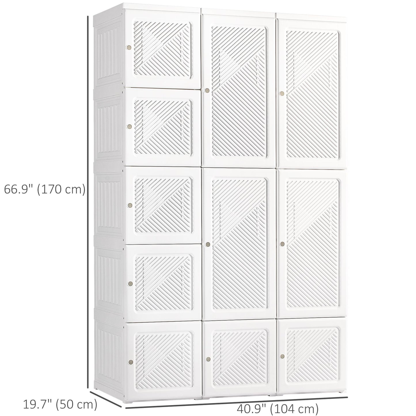 Portable Wardrobe Closet, Folding Bedroom Wardrobe, Clothes Storage Organizer with 8 Cube Compartments, White