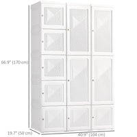 Portable Wardrobe Closet, Folding Bedroom Wardrobe, Clothes Storage Organizer with 8 Cube Compartments, White