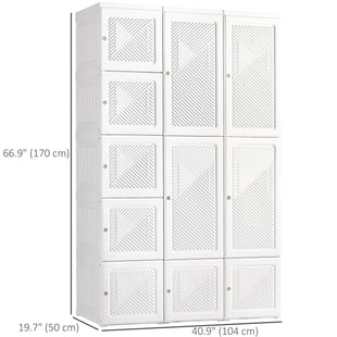 Portable Wardrobe Closet, Folding Bedroom Wardrobe, Clothes Storage Organizer with 8 Cube Compartments, White