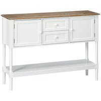Vintage Console Table with 2 Drawers and Cabinets, Retro Sofa Table for Entryway, Living Room and Bedroom, White