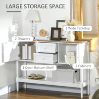 Vintage Console Table with 2 Drawers and Cabinets, Retro Sofa Table for Entryway, Living Room and Bedroom, White