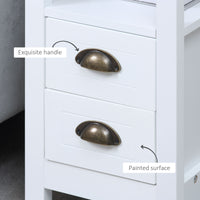 Slim End Table with 2 Drawers and Storage Shelf, Sofa Side Table for Living Room, Narrow Nightstand, White