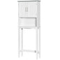 Modern Over The Toilet Storage Cabinet, Double Door Over Toilet Bathroom Organizer with Adjustable Shelf and Open Shelf, Space Saver, White