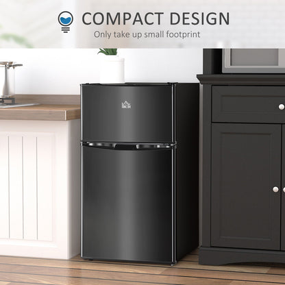 3.2 Cu Ft Compact Refrigerator, Mini Fridge with Freezer, Adjustable Shelves and Reversible Doors for Bedroom, Black