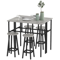 Bar Table Set of 6, Bar Table and Stools for 4, 2 Breakfast Tables and 4 Stools for Living Room, Dining Room, Grey