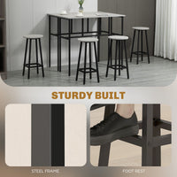 Bar Table Set of 6, Bar Table and Stools for 4, 2 Breakfast Tables and 4 Stools for Living Room, Dining Room, Grey