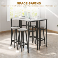 Bar Table Set of 6, Bar Table and Stools for 4, 2 Breakfast Tables and 4 Stools for Living Room, Dining Room, Grey