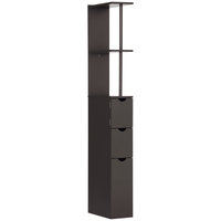 Tall Bathroom Storage Cabinet, Narrow Bathroom Cabinet with Drawers and Open Shelves for Small Spaces, Brown