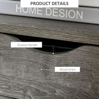 Nightstand with 2 Drawers, Industrial Side Table with Storage Shelf, Accent End Table for Bedroom, Living Room, Grey