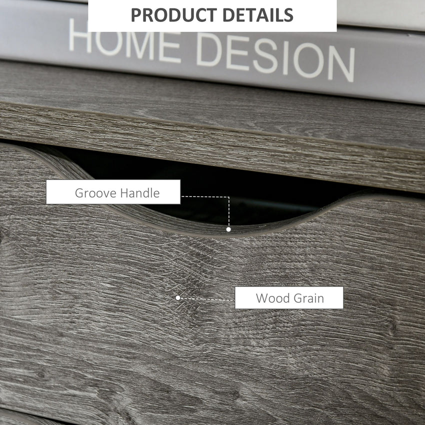 Nightstand with 2 Drawers, Industrial Side Table with Storage Shelf, Accent End Table for Bedroom, Living Room, Grey