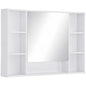 Wall Mounted Medicine Cabinet, 39.25"W x 27.5"H Bathroom Mirror Cabinet with Single Mirrored Door, Shelves and Storage Cupboard, White